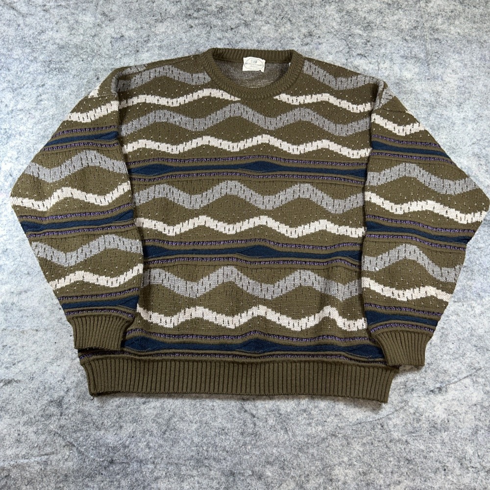 Vtg Pronto Uomo Sweater 3D Knit Men's XL/54 Pullover Cosby Grandpa Wool‎ Acrylic